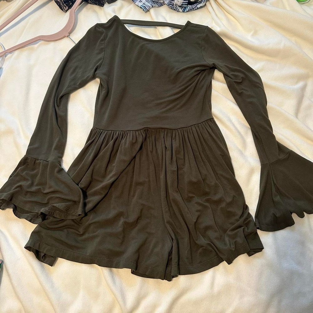 Green romper open back